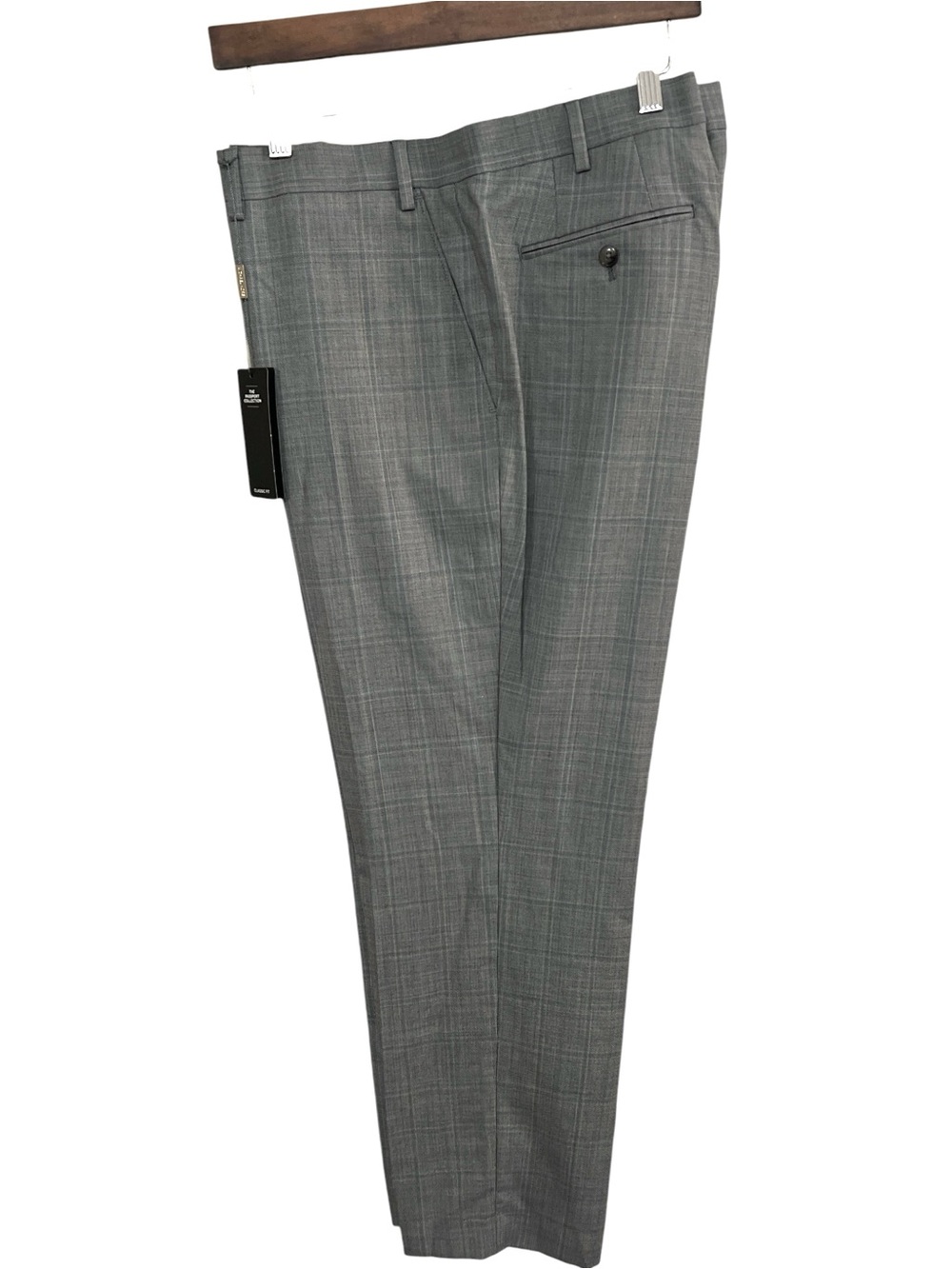 Michael Kors Mens Plaid Wool Dress Pants Classic Fit Stretch, Color Gray, 40x30